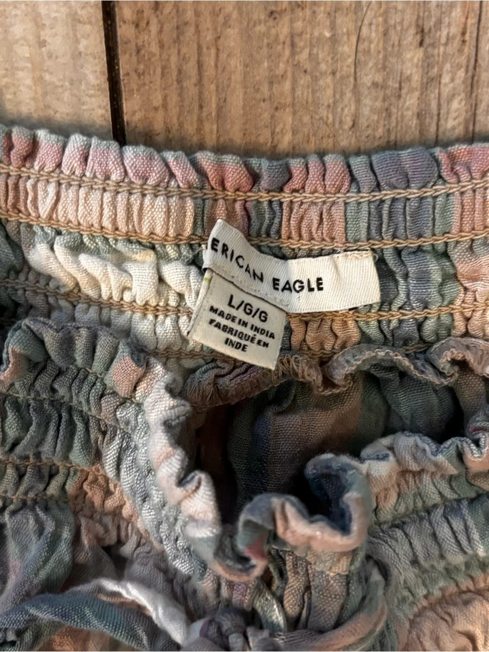 American Eagle Plaid Tie-Front Cami Crop Top in Pastel Size Large